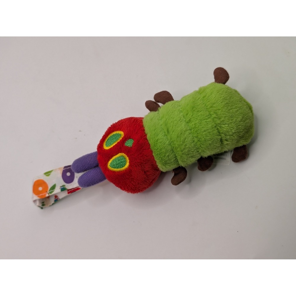 The Very Hungry Caterpillar Plush Rattle Stroller Toy Eric Carle Green Red 6in